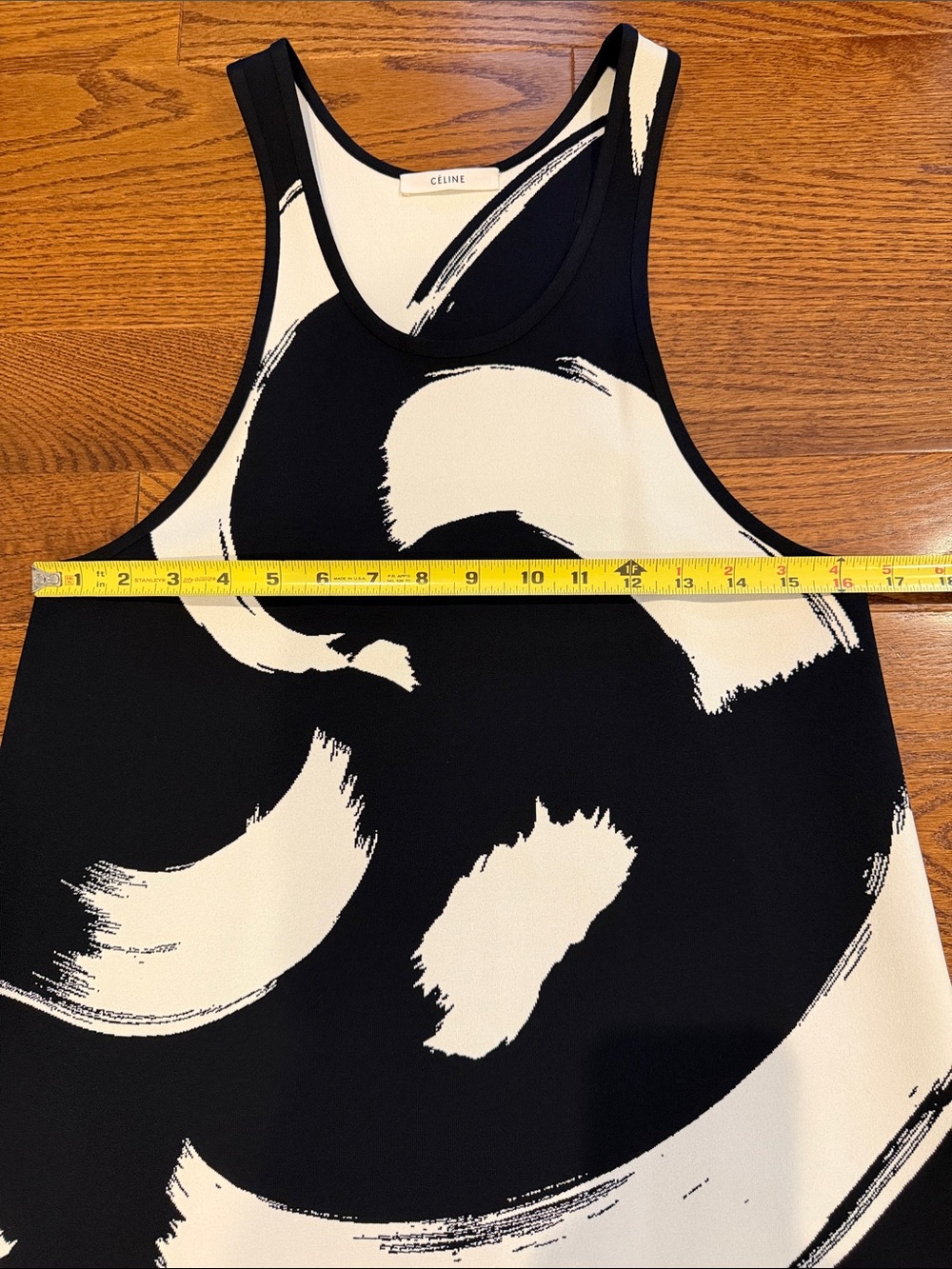 Celine Runway Black and Cream Abstract Brushstroke Tank Dress/Top - Picture 7 of 16